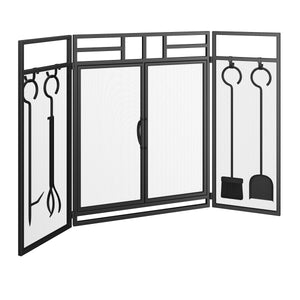 Kaminschutzgitter mit Kaminwerkzeug 123 x 70 cm