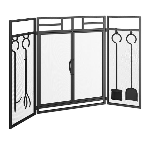 Kaminschutzgitter mit Kaminwerkzeug 123 x 70 cm