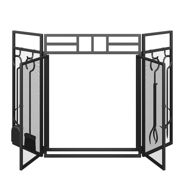 Kaminschutzgitter mit Kaminwerkzeug 123 x 70 cm