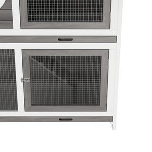 Kaninchenstall Holz BUNNIX 140 x 53 x 110 cm grau/weiss
