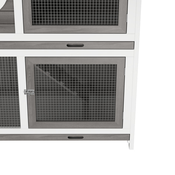 Kaninchenstall Holz BUNNIX 140 x 53 x 110 cm grau/weiss