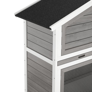 Kaninchenstall Holz BUNNIX 140 x 53 x 110 cm grau/weiss