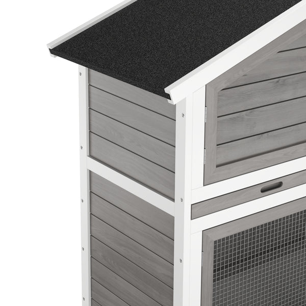 Kaninchenstall Holz BUNNIX 140 x 53 x 110 cm grau/weiss