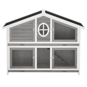 Kaninchenstall Holz BUNNIX 140 x 53 x 110 cm grau/weiss