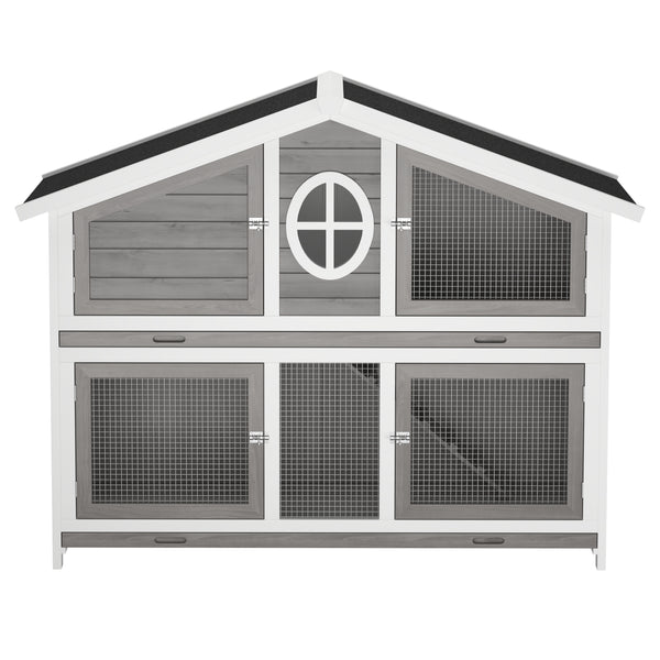 Kaninchenstall Holz BUNNIX 140 x 53 x 110 cm grau/weiss
