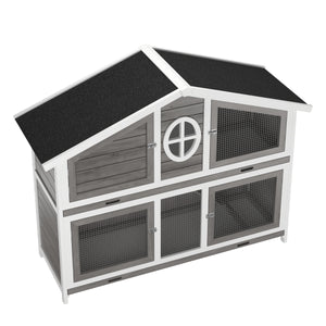 Kaninchenstall Holz BUNNIX 140 x 53 x 110 cm grau/weiss