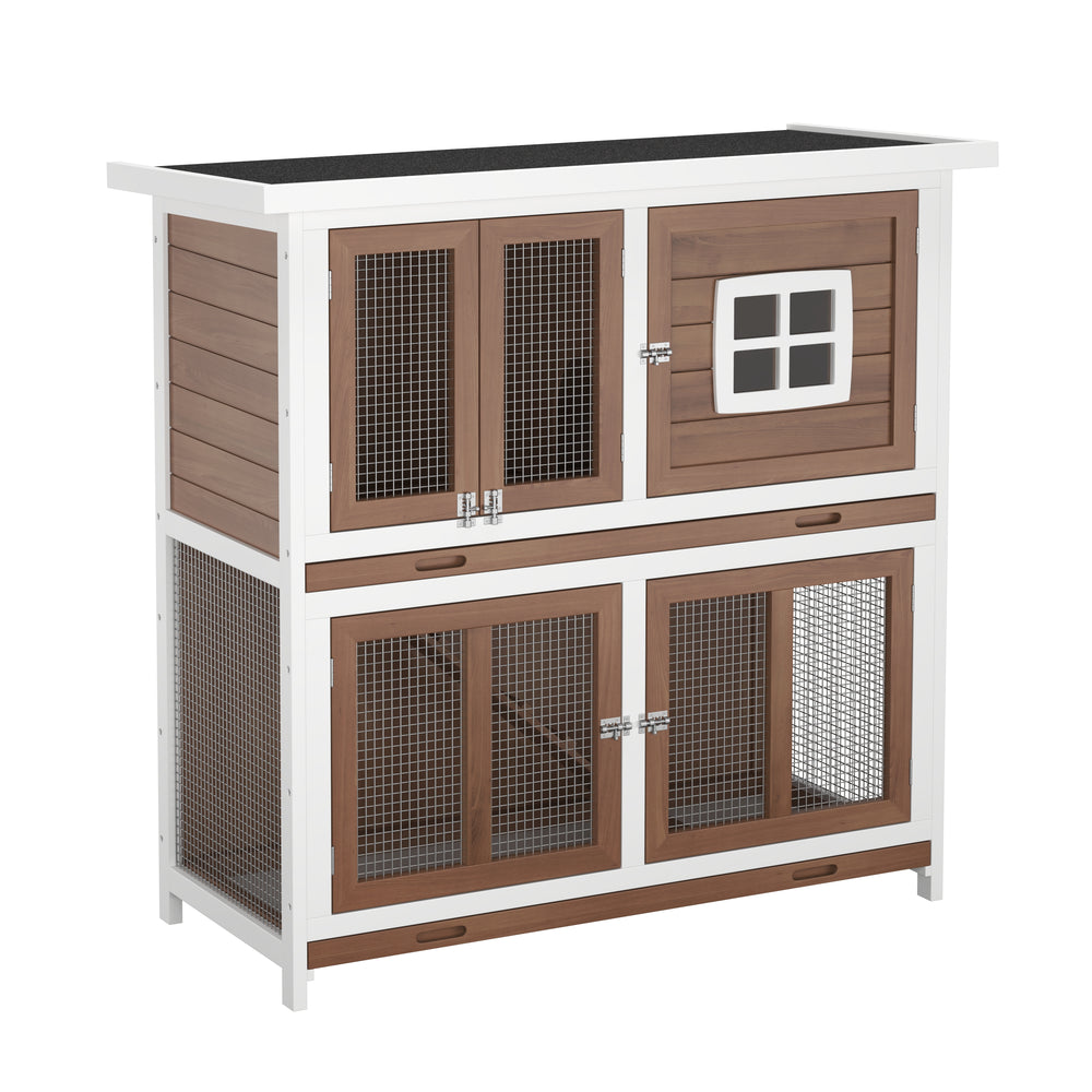 Kaninchenstall Holz BUNZO 110 x 52 x 108 cm natur/weiss