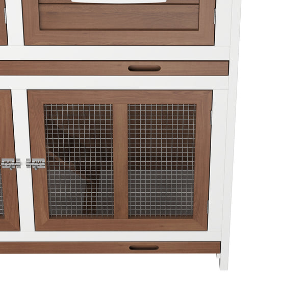 Kaninchenstall Holz BUNZO 110 x 52 x 108 cm natur/weiss