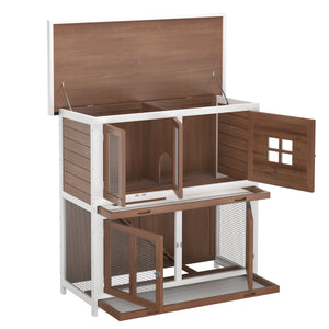 Kaninchenstall Holz BUNZO 110 x 52 x 108 cm natur/weiss