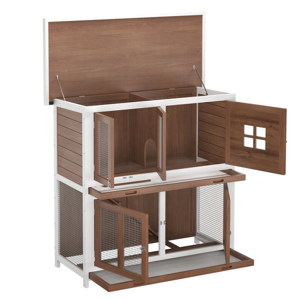 Kaninchenstall Holz BUNZO 110 x 52 x 108 cm natur/weiss