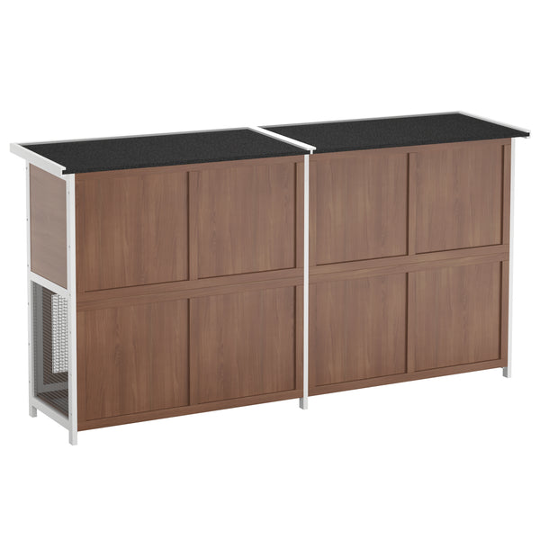 Kaninchenstall Holz BUNZO 211 x 52 x 107 cm natur/weiss