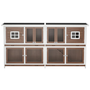 Kaninchenstall Holz BUNZO 211 x 52 x 107 cm natur/weiss