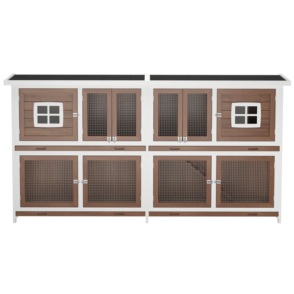 Kaninchenstall Holz BUNZO 211 x 52 x 107 cm natur/weiss