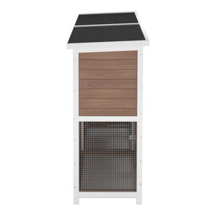 Kaninchenstall Holz BUNZO 211 x 52 x 107 cm natur/weiss