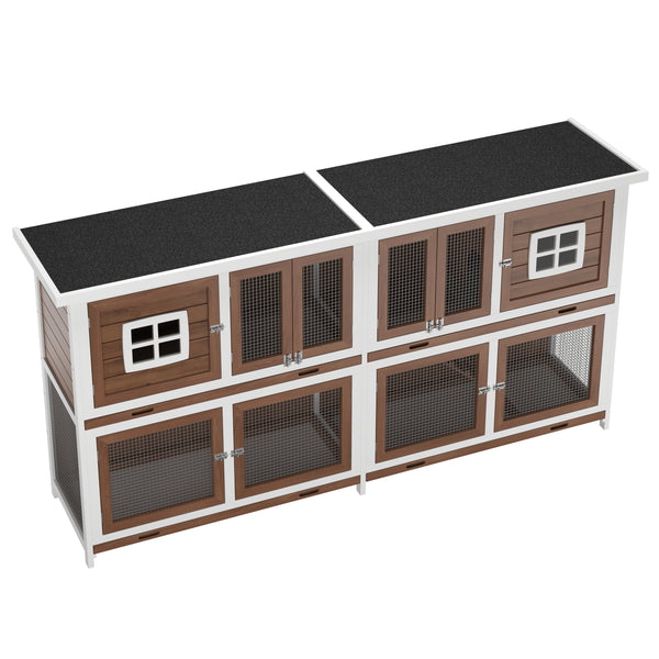 Kaninchenstall Holz BUNZO 211 x 52 x 107 cm natur/weiss