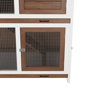 Kaninchenstall Holz FLUFFY 100 x 50 x 105 cm weiss/natur