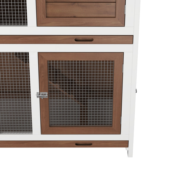 Kaninchenstall Holz FLUFFY 100 x 50 x 105 cm weiss/natur