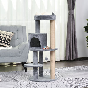 Katzenbaum 4-Stock Katzenhöhle Katzenhaus mit Spielbällen 104cm