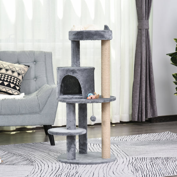 Katzenbaum 4-Stock Katzenhöhle Katzenhaus mit Spielbällen 104cm