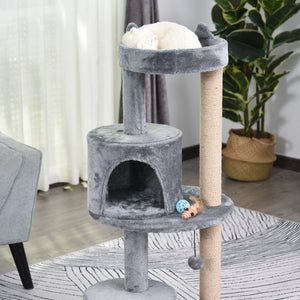 Katzenbaum 4-Stock Katzenhöhle Katzenhaus mit Spielbällen 104cm