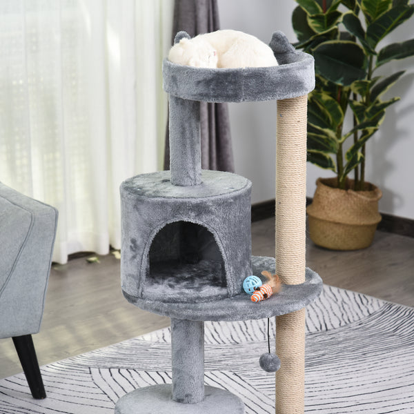 Katzenbaum 4-Stock Katzenhöhle Katzenhaus mit Spielbällen 104cm