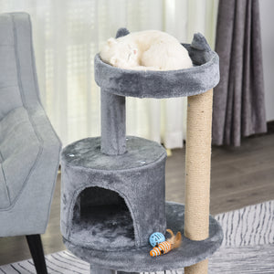 Katzenbaum 4-Stock Katzenhöhle Katzenhaus mit Spielbällen 104cm
