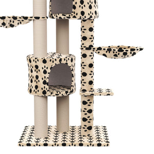 Katzenbaum deckenhoch 230 - 265 cm, beige mit Pfoten