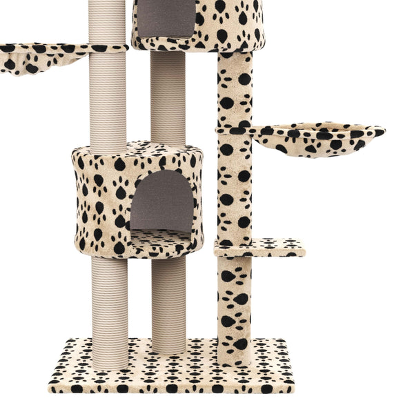 Katzenbaum deckenhoch 230 - 265 cm, beige mit Pfoten