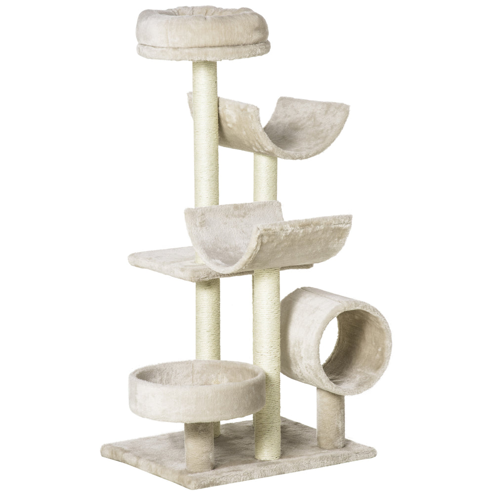 Tiragraffi per gatti, albero tiragraffi, tunnel per giocattoli, L50xP40xA105cm