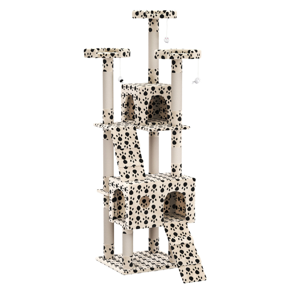 Katzenkratzbaum 182cm beige mit Pfoten