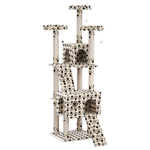 Tiragraffi per gatti 182cm beige con impronte di zampe