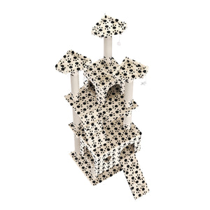 Tiragraffi per gatti 182cm beige con impronte di zampe