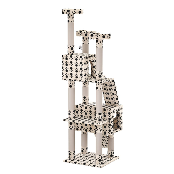 Tiragraffi per gatti 182cm beige con impronte di zampe