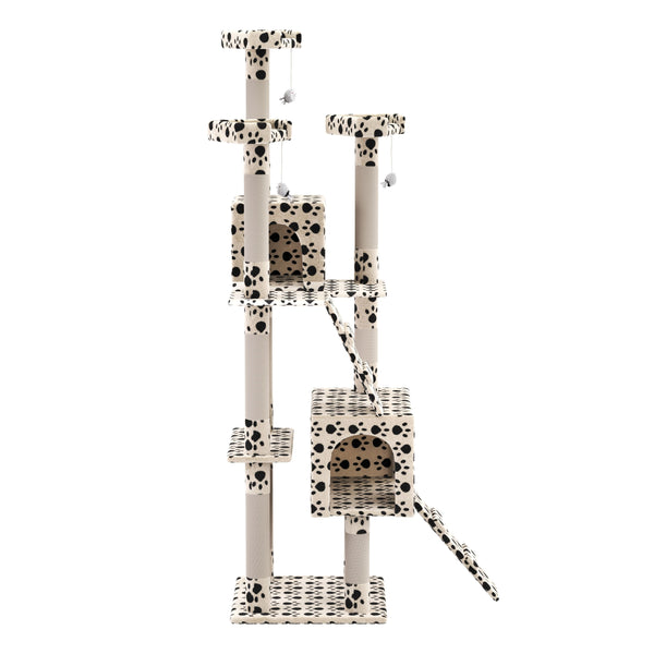 Tiragraffi per gatti 182cm beige con impronte di zampe