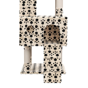 Tiragraffi per gatti 182cm beige con impronte di zampe