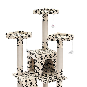 Tiragraffi per gatti 182cm beige con impronte di zampe