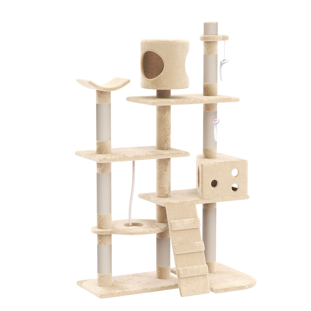 Cat scratching post, beige (165 cm high)