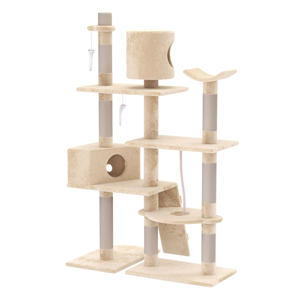 Katzenkratzbaum, beige (165 cm hoch)