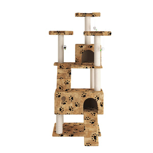 Katzenbaum 182 cm beige mit Pfoten