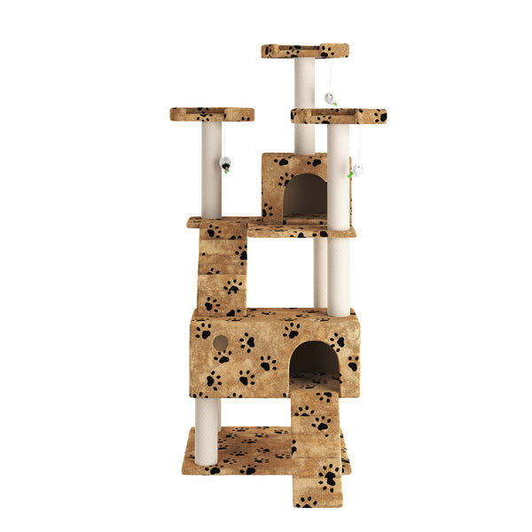 Katzenbaum 182 cm beige mit Pfoten