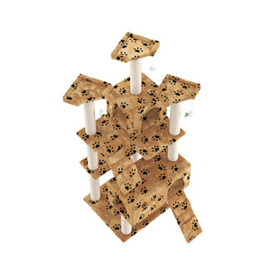 Katzenbaum 182 cm beige mit Pfoten