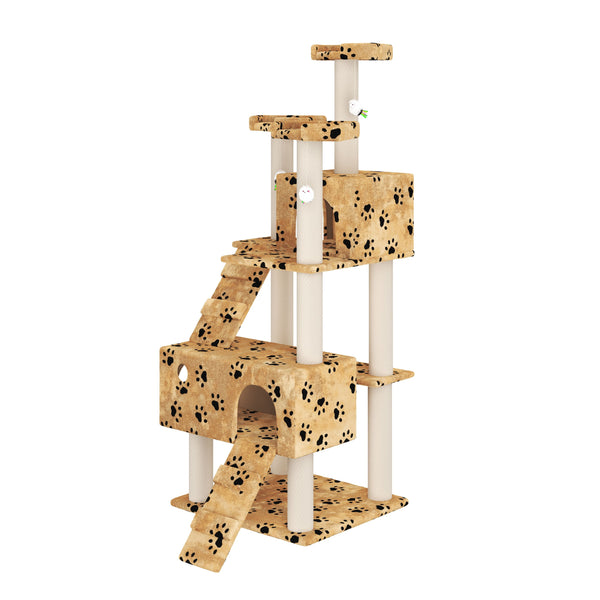 Katzenbaum 182 cm beige mit Pfoten