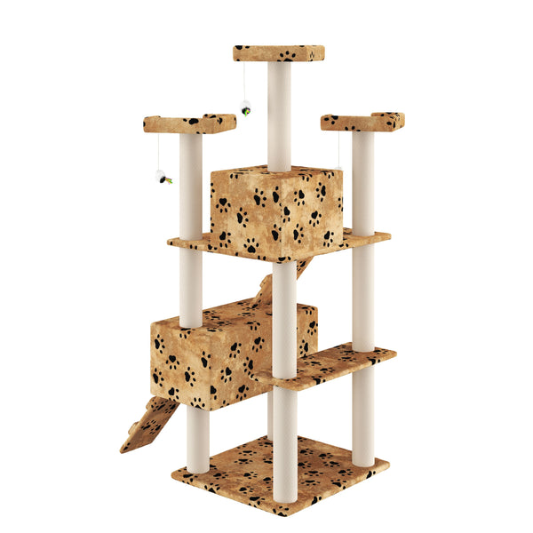 Katzenbaum 182 cm beige mit Pfoten