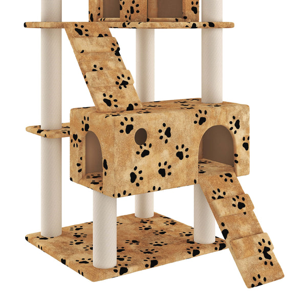 Katzenbaum 182 cm beige mit Pfoten