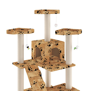 Katzenbaum 182 cm beige mit Pfoten