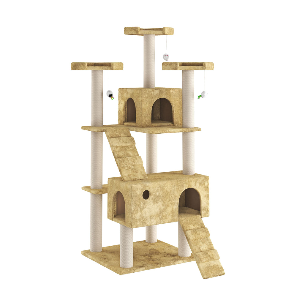 Cat scratching post, beige (182cm high)