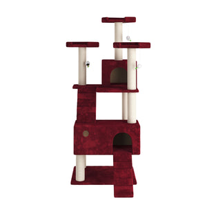 Katzenbaum rot 182cm mit Kletterstangen