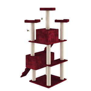 Katzenbaum rot 182cm mit Kletterstangen