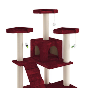 Katzenbaum rot 182cm mit Kletterstangen