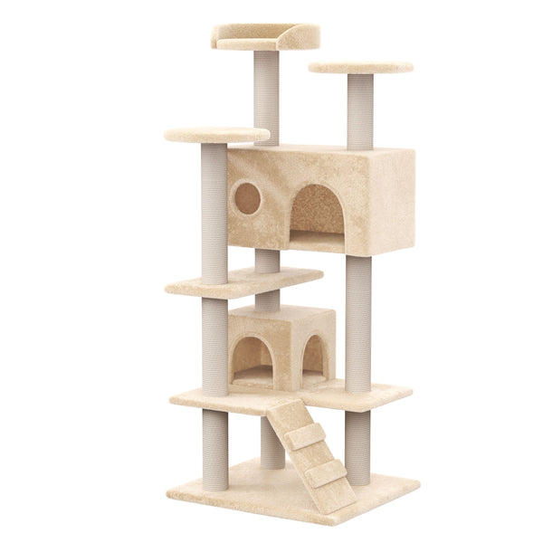 Katzenkratzbaum, beige (131 cm hoch)